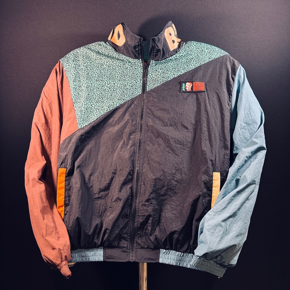 Brain Dead Prince Track Jacket Mens Large Colorblock Multi Color Zip Windbreaker